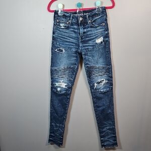American Eagle Outfitters Airflex + Stacked Skinny Blue Jean 26 x 30